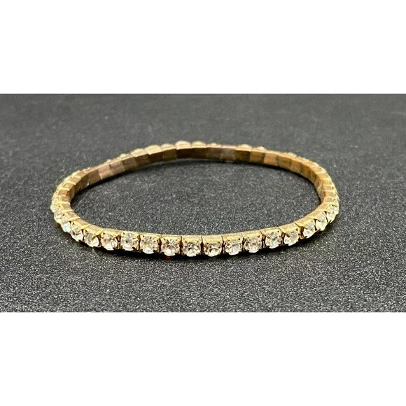 Bracelet Clear Crystal Expandable - Vintage - Picture 3 of 4
